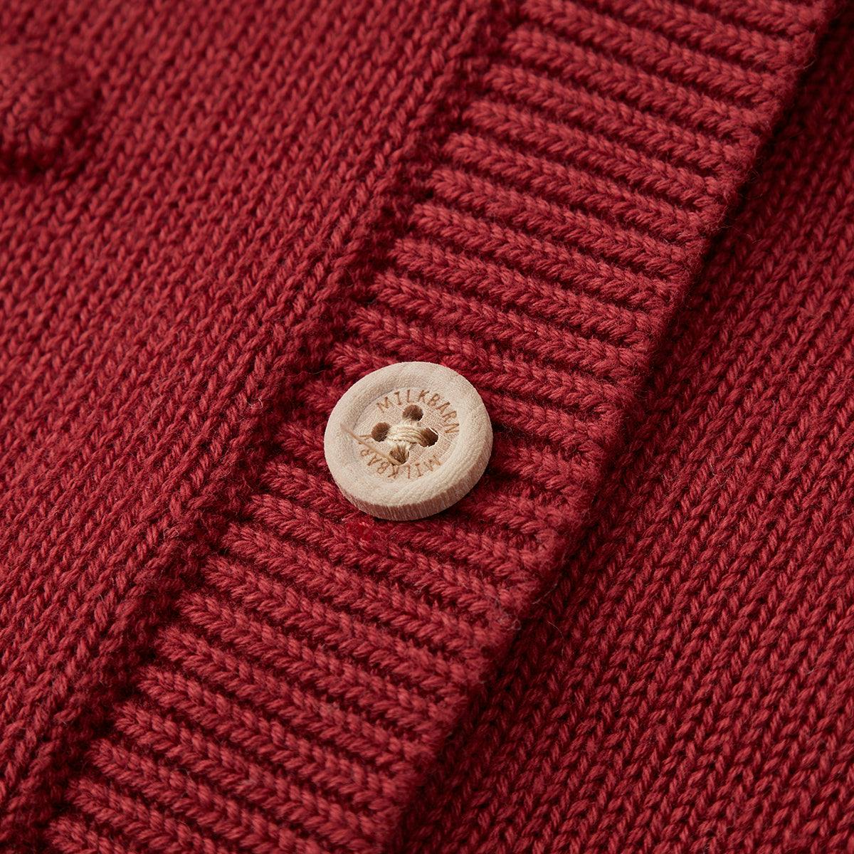 Wine Knit Popcorn Cardigan