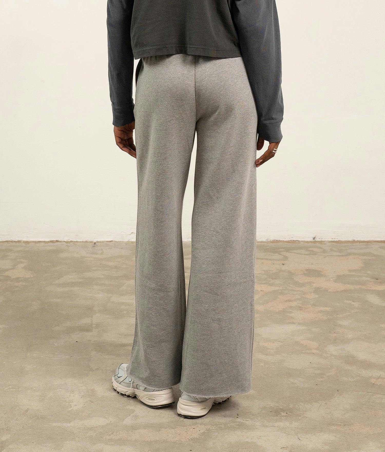 Womens Recycled Fleece Wide Leg Pant - Recycled Fleece - Heather Grey