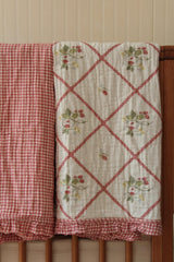 Ruby Strawberry Ruffle Quilt 6 Layer Gauze Blanket