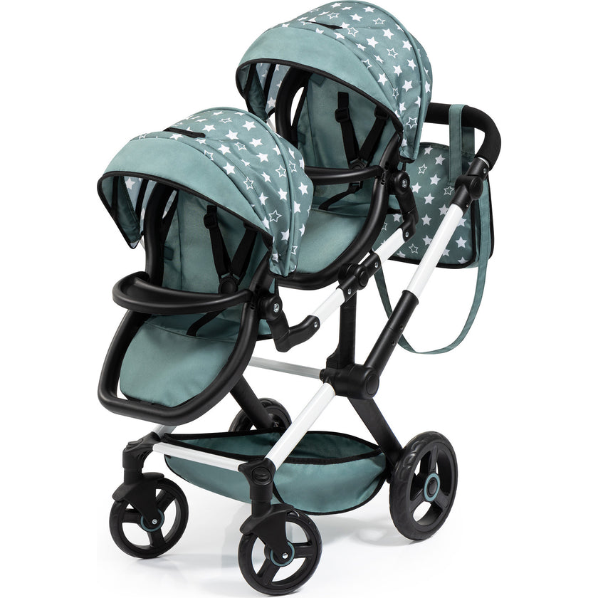 Bayer Design Dolls: Pram Xeo Twin - Green & White Stars