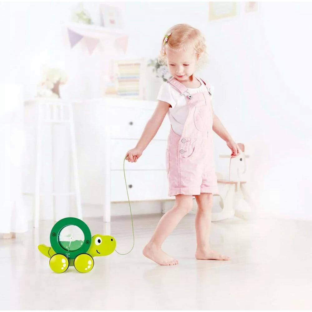 Hape: Pull Along - Tito - Wooden Green w/ Removable Water Swirling Shell