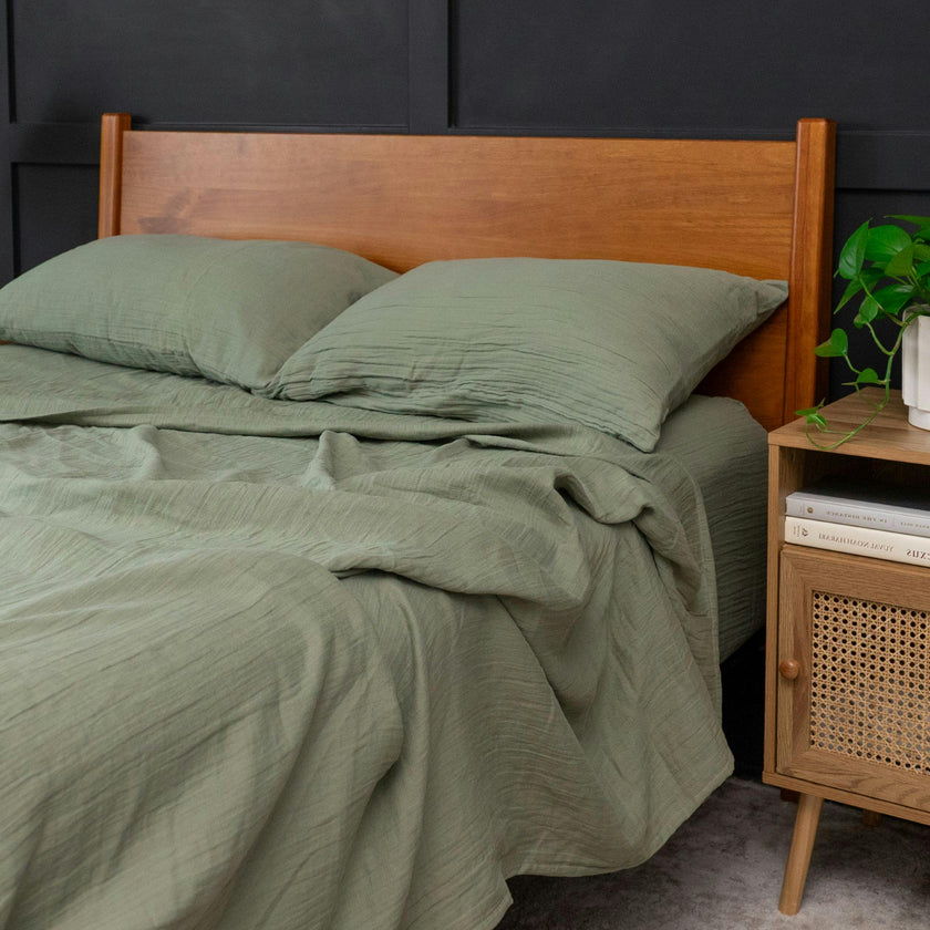 Zen Crinkled Comfort 4-Piece Sheet Set (Matcha)