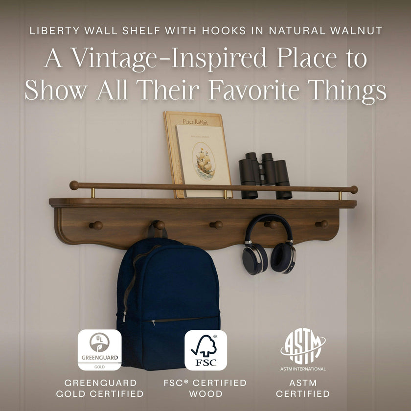 Namesake Kids Liberty 31" Wall Shelf with Hooks