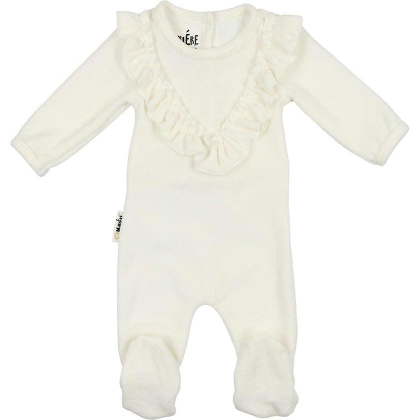 Velour Ruffle Long Sleeve Footie