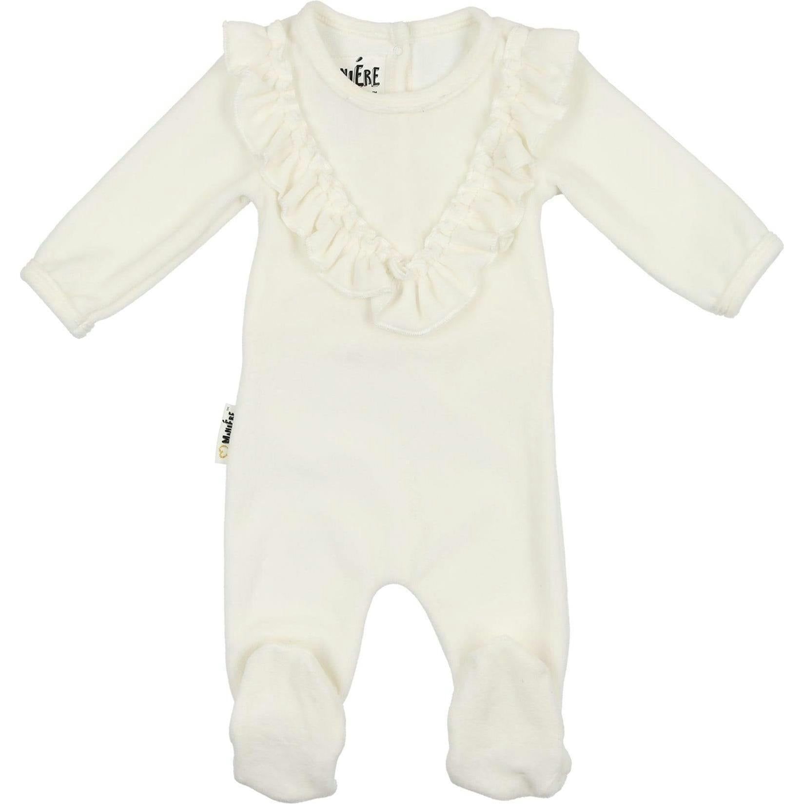 Velour Ruffle Long Sleeve Footie