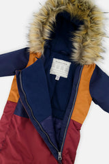 Baby One Piece Snowsuit Adapted For Car Seats Burgundy