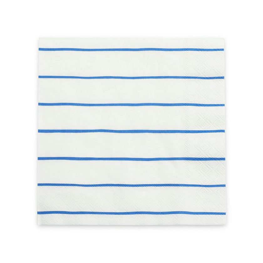 Cobalt Frenchie Striped Large Napkin