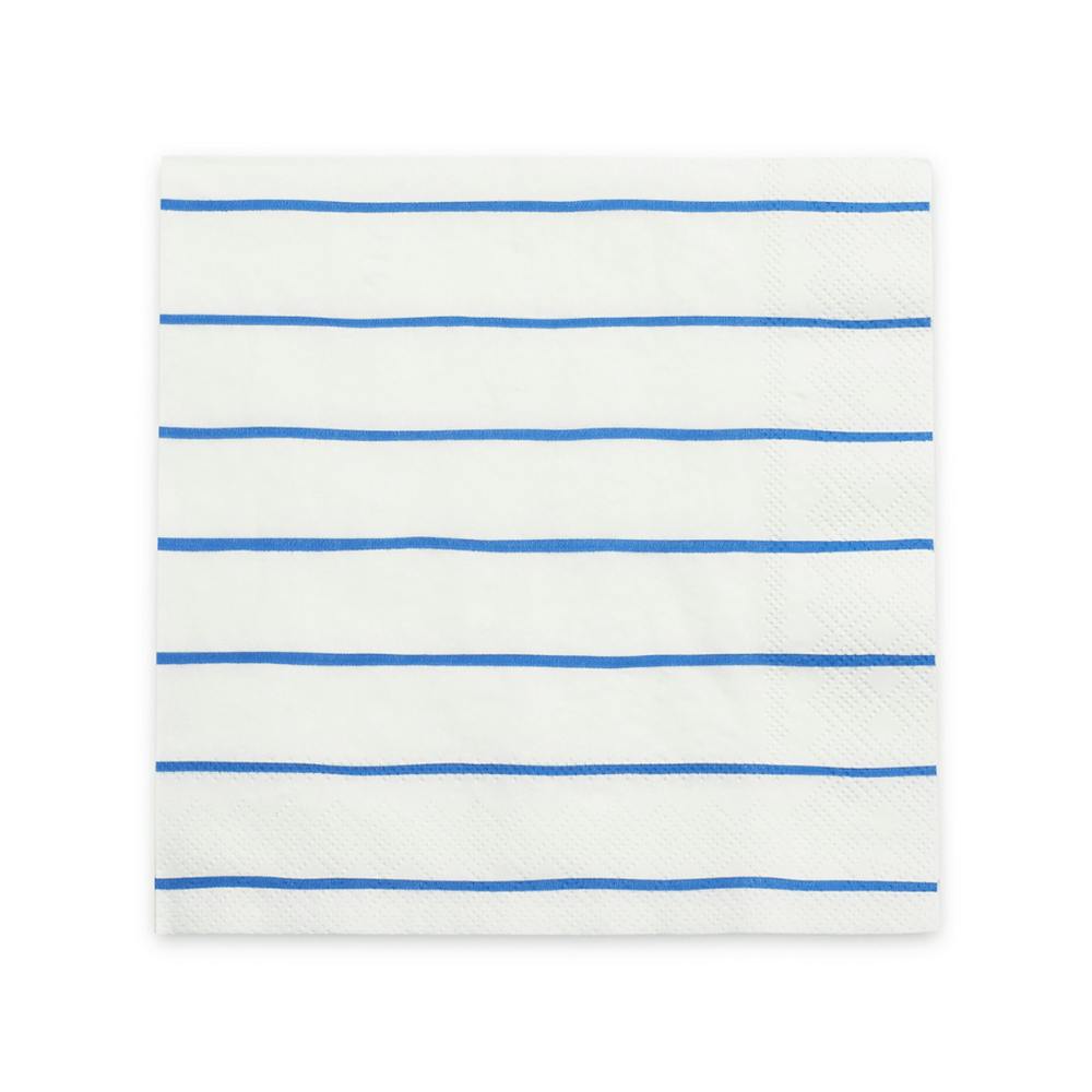 Cobalt Frenchie Striped Large Napkin