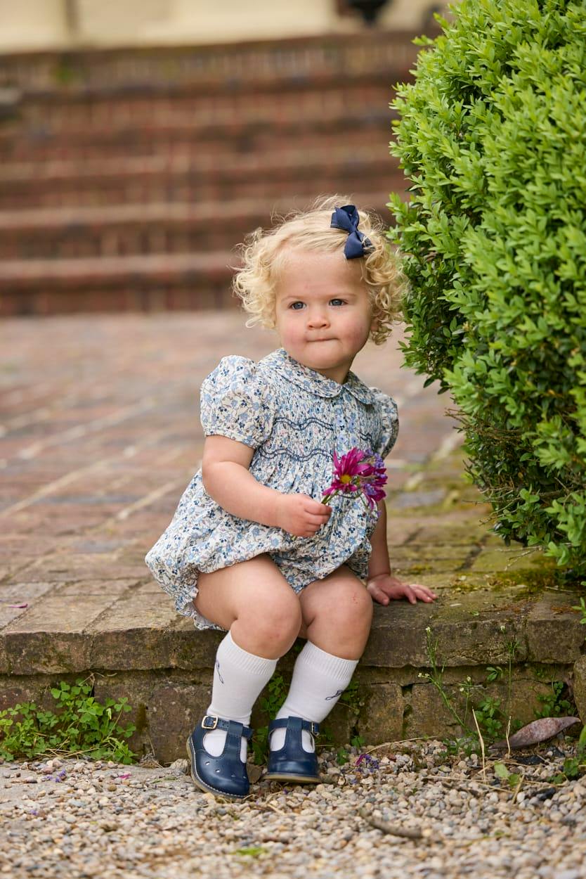 Smocked Bridget Bubble - Wisteria Floral