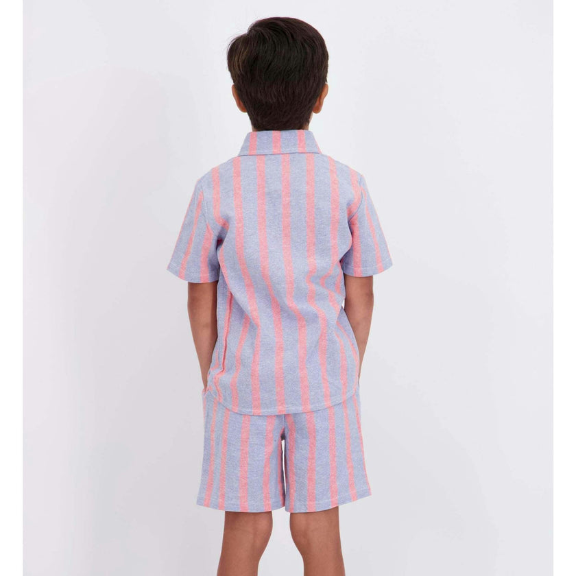 Boys Orange Striped Airy Oxford Set | Orange Stripe