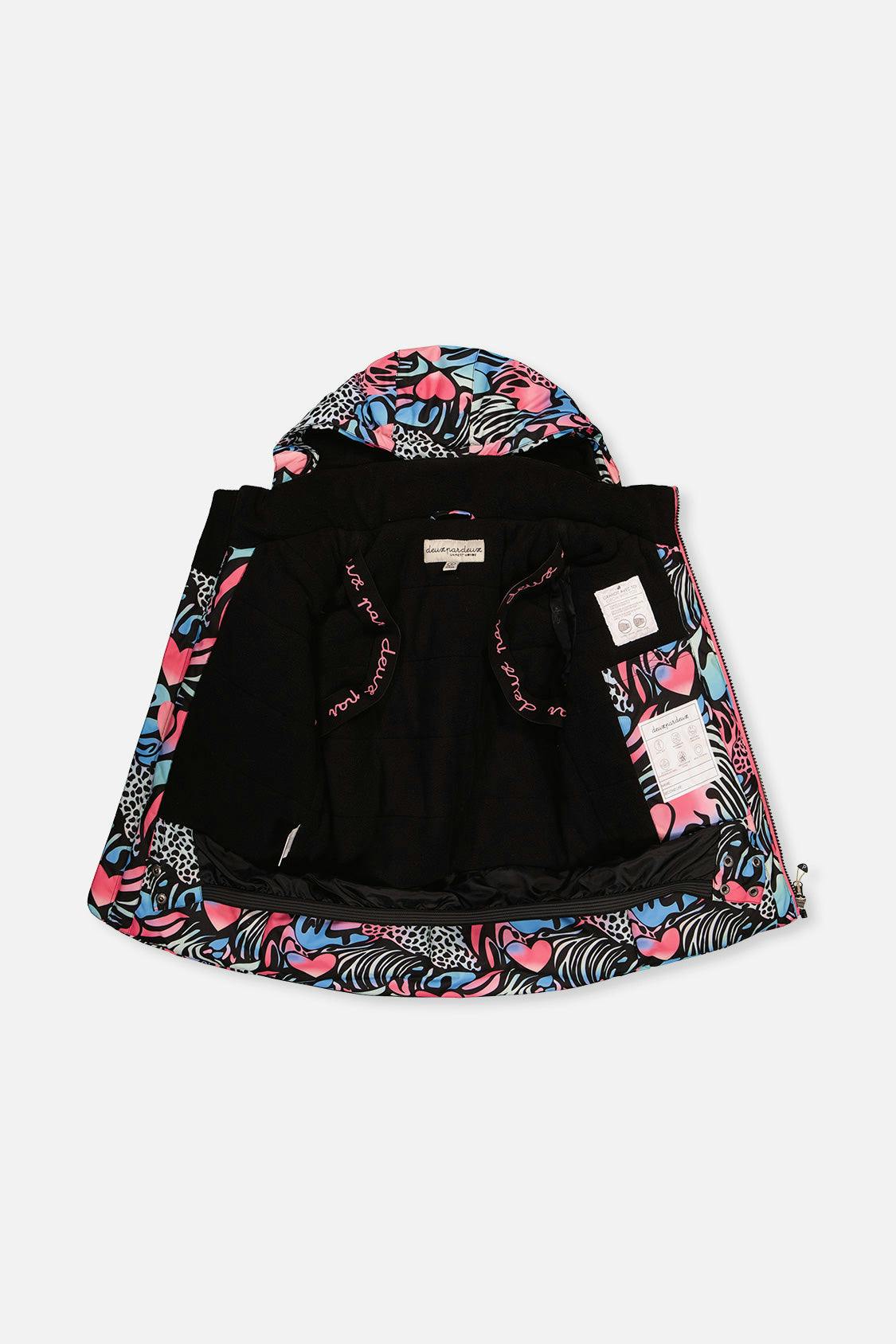 Two Piece Play Snowsuit Black Zebra Print With Pink Pants