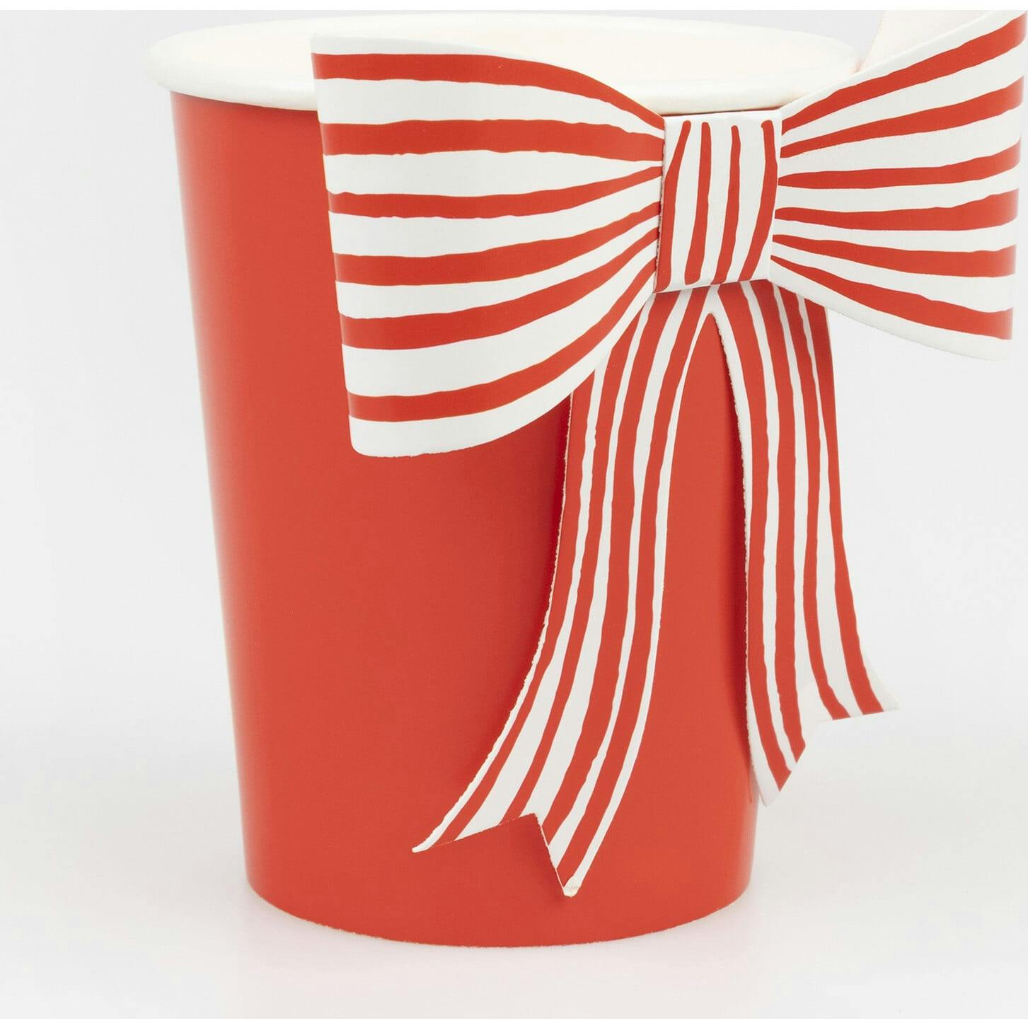 Red & White Stripy Bow Cups