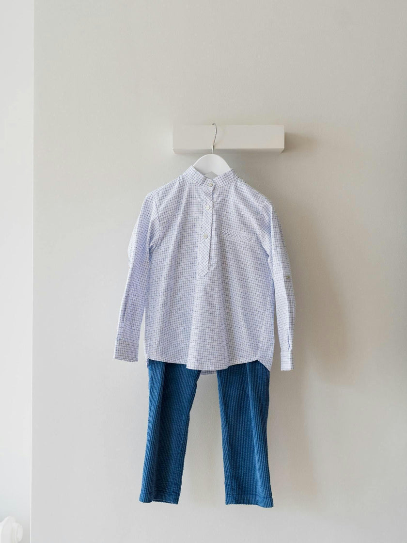 Blue Check Mateo Long Sleeve Boy Shirt