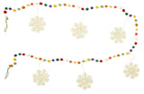 Hand Felted Wool Christmas Garland and Bunting - Multicolor Dots White Snowflakes - 6'