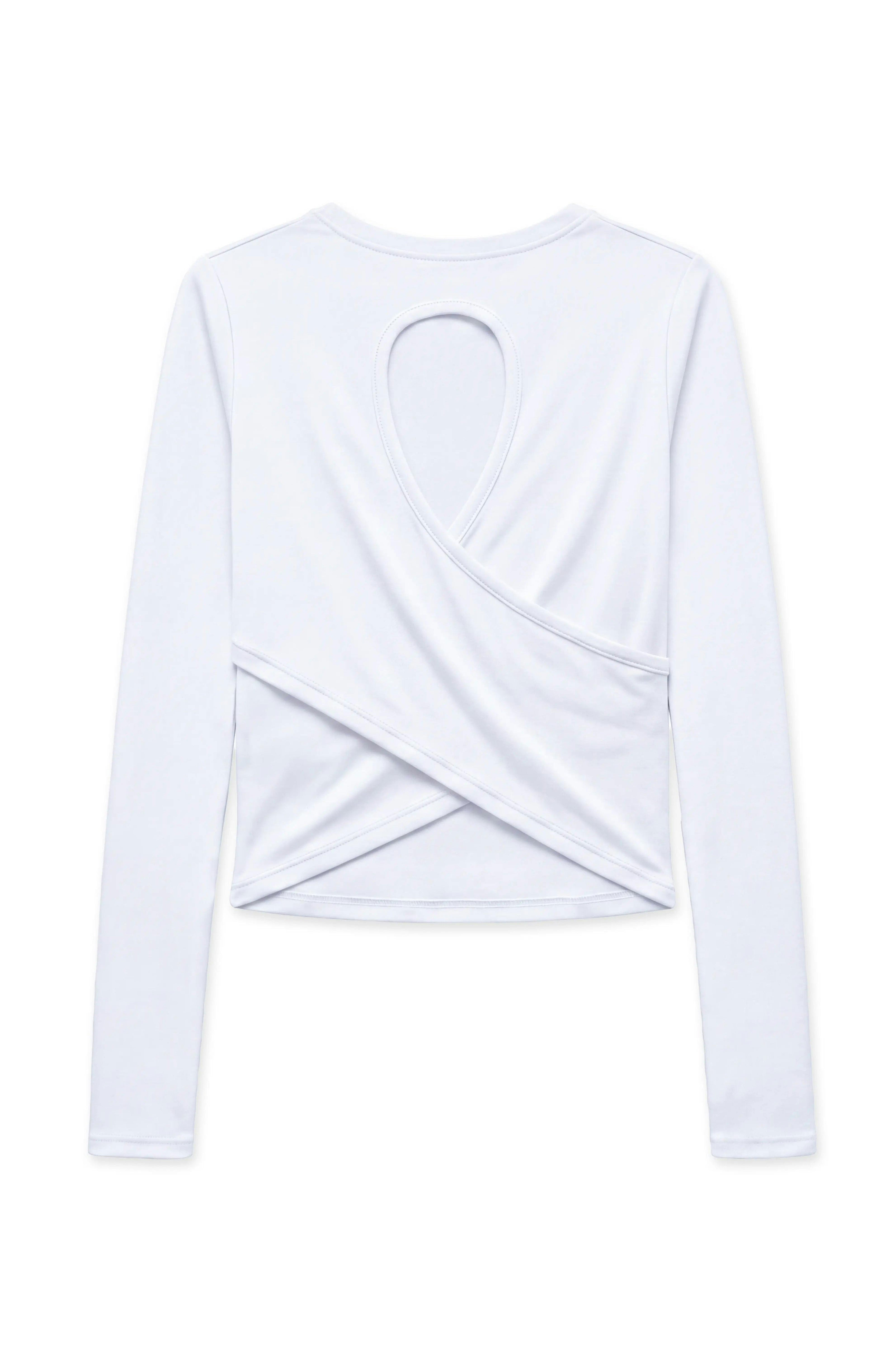 Oakley -  Crisscross Back Keyhole Long Sleeve Top - White