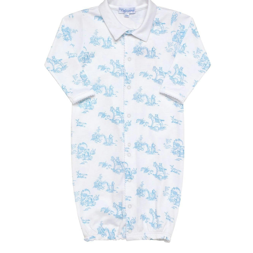 Blue Toile Baby Converter Gown
