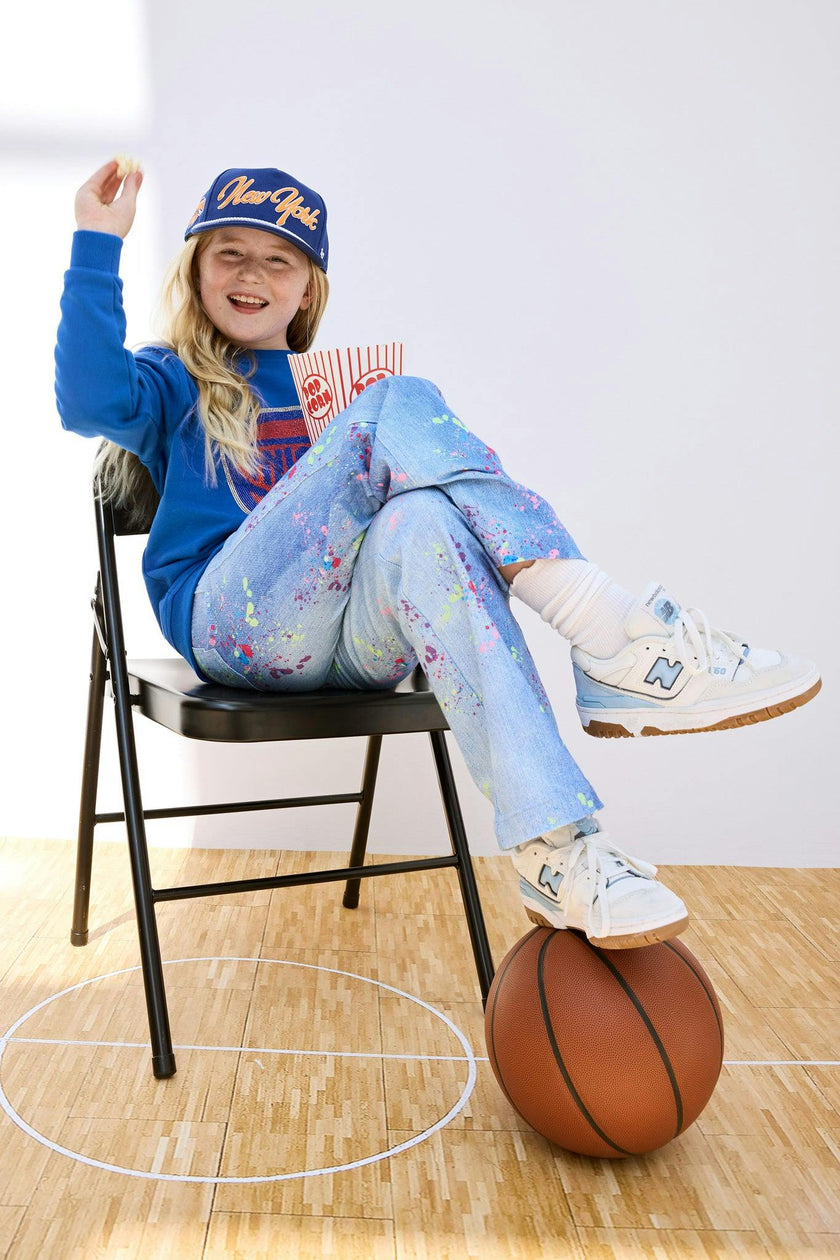 New York Knicks Basketball Girls Crew in Blue Gems