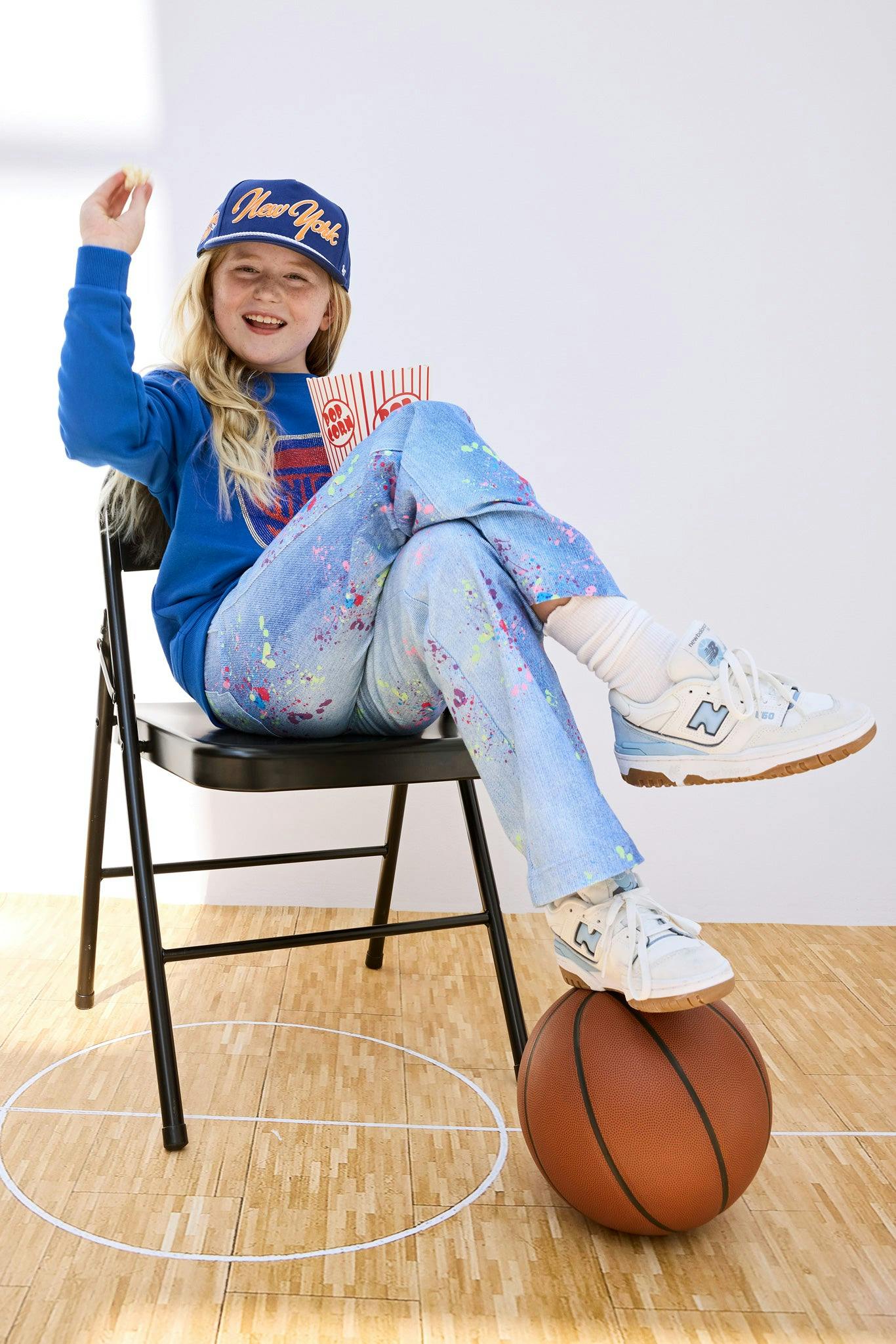 New York Knicks Basketball Girls Crew in Blue Gems