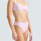women's blush gingham mid rise bikini bottom
