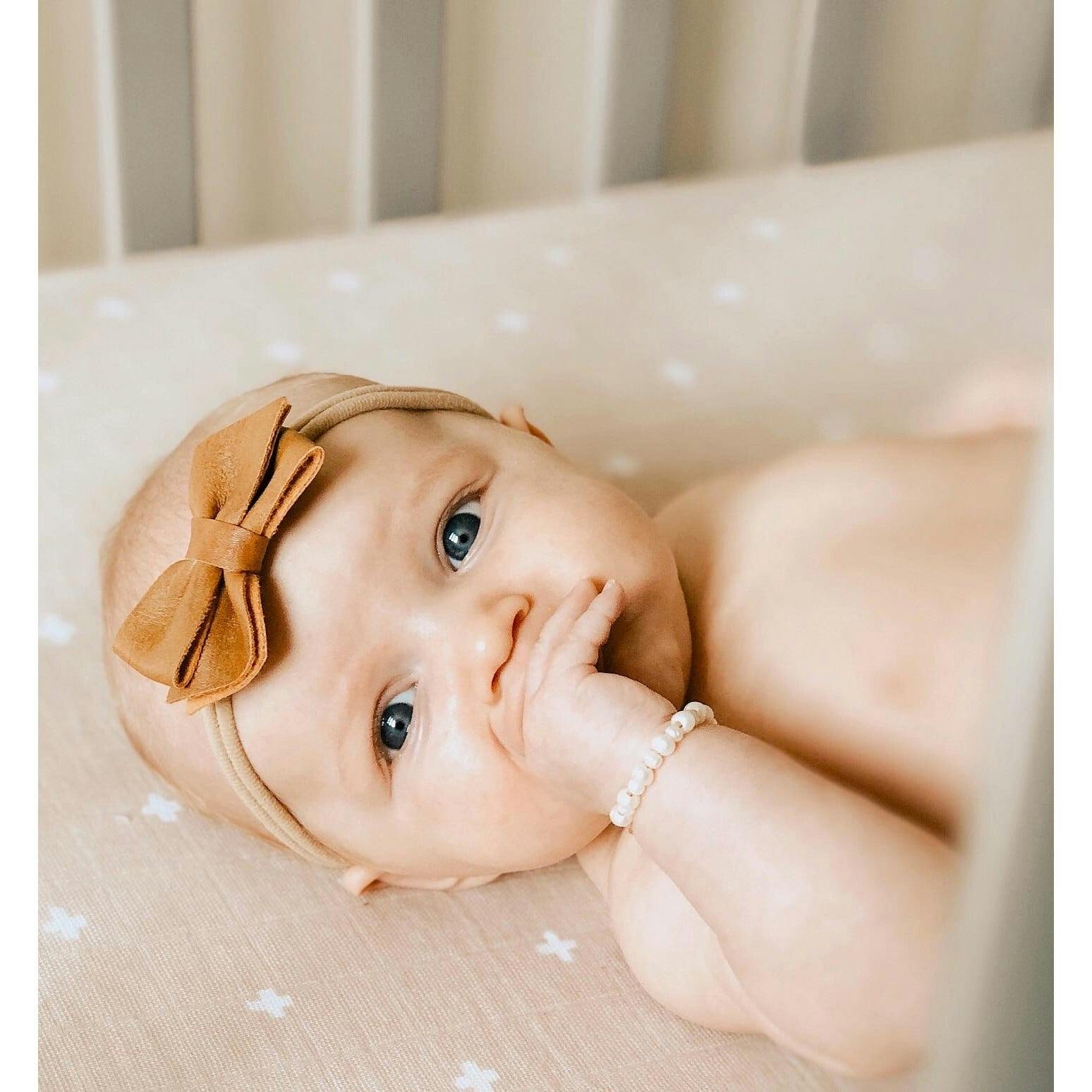 Cotton Muslin Crib Sheet - Taupe Cross