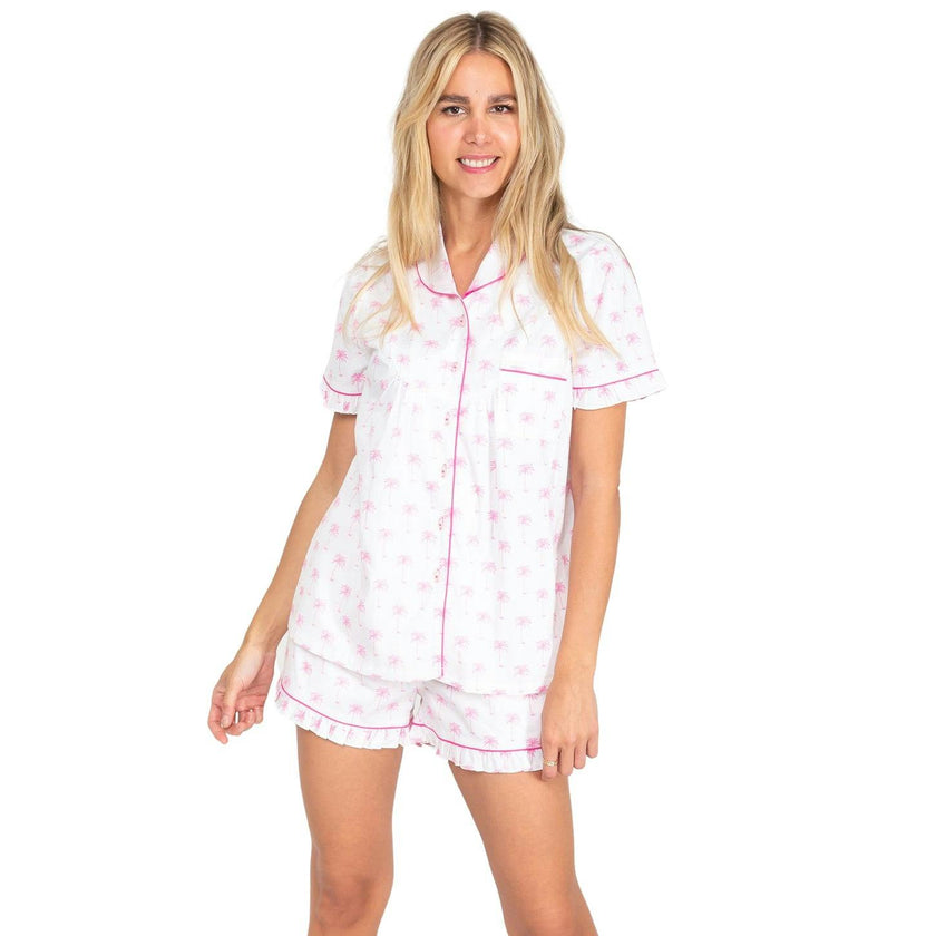 Women's Palm Tree Shirt & Boxer Short Set