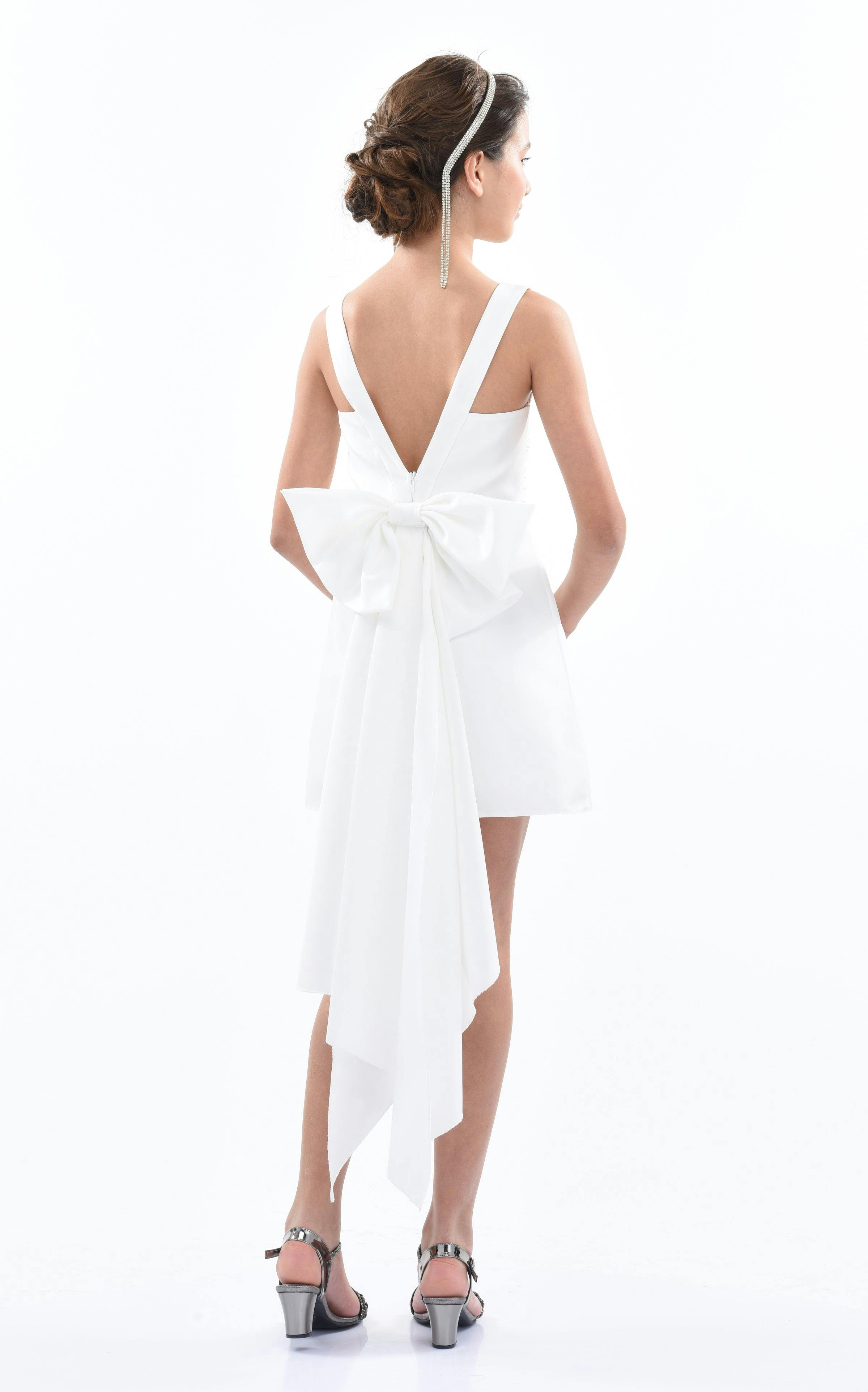 White Isabel Back Bow Dress