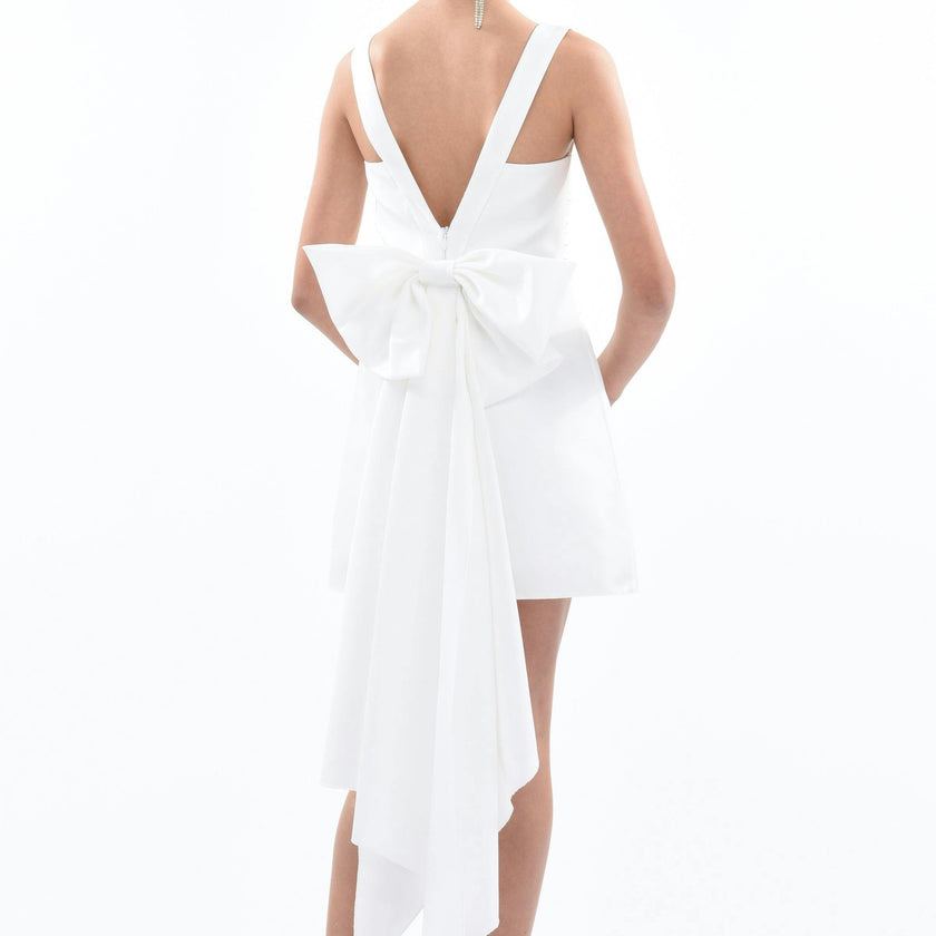 White Isabel Back Bow Dress