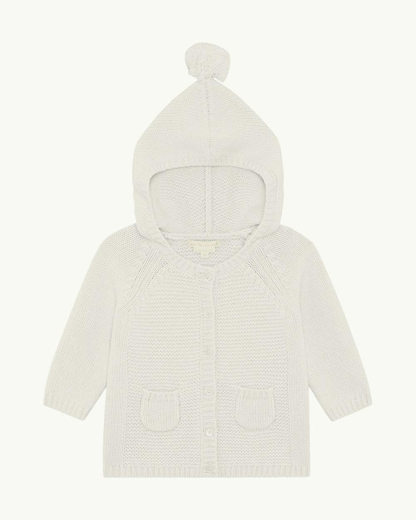 Bo Cable Knit Pram Cardigan - Milky White