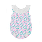 Floral Print Romper with Eyelet Collar