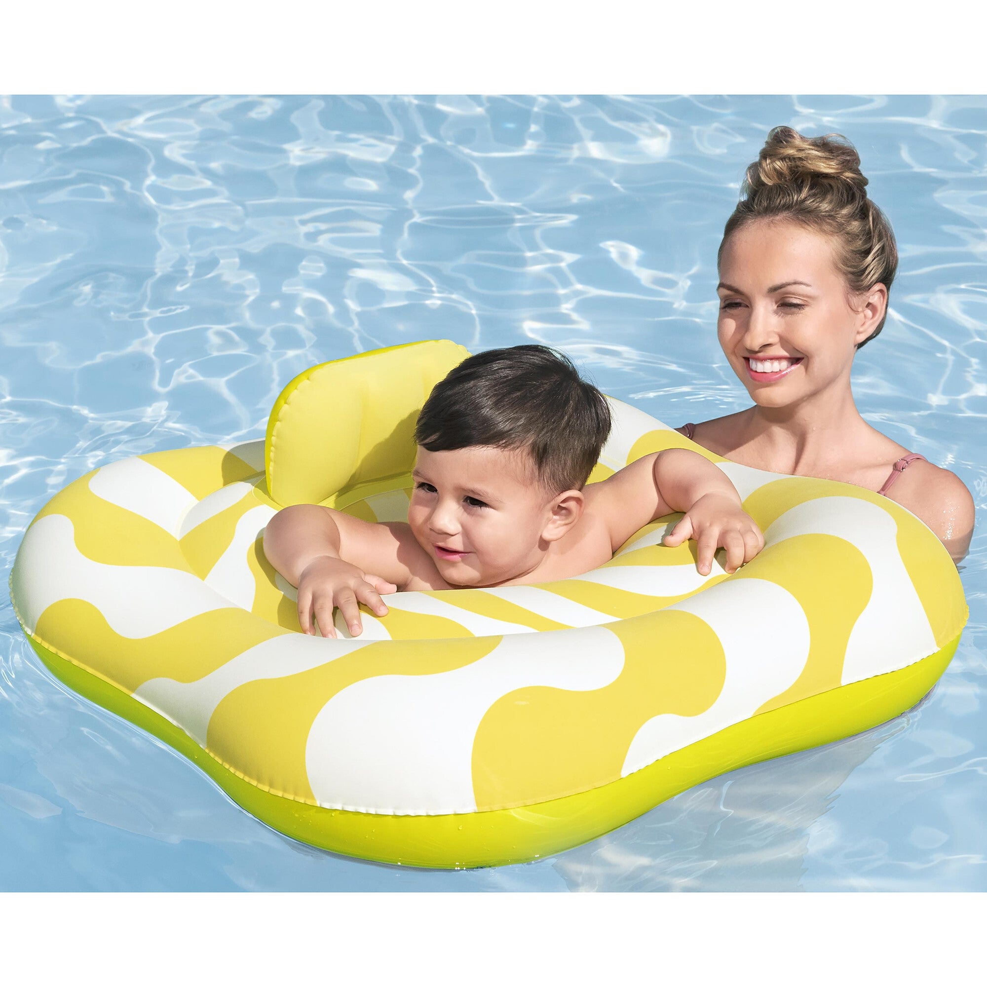 Comfort Plush: Baby Float - Yellow Wavy Square