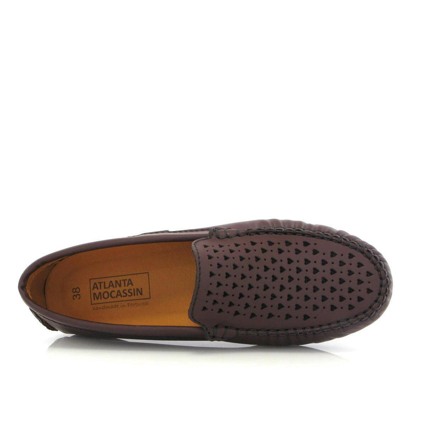 Plain 015 Walker Moccasins, burgundy gomatti leather with hearts