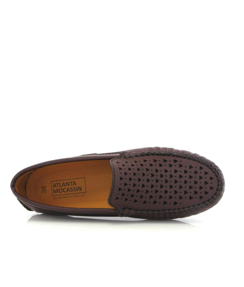 Plain 015 Walker Moccasins, burgundy gomatti leather with hearts