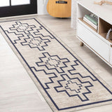 Ashkii Minimalist Medallion Machine-Washable Area Rug, White