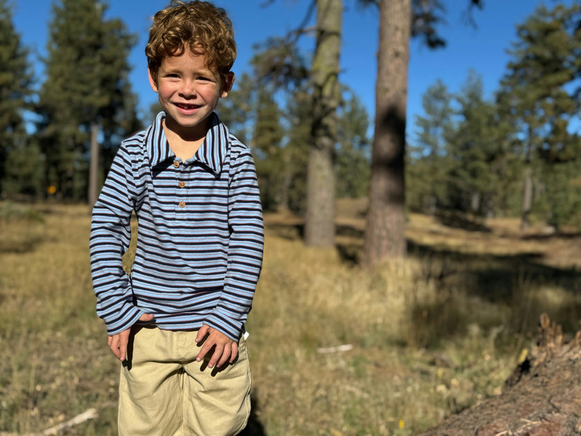 BUGGLE Cosy Fabric Blue/Navy stripe Polo