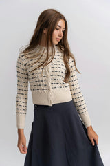 Stripe Floral Cardigan Ink