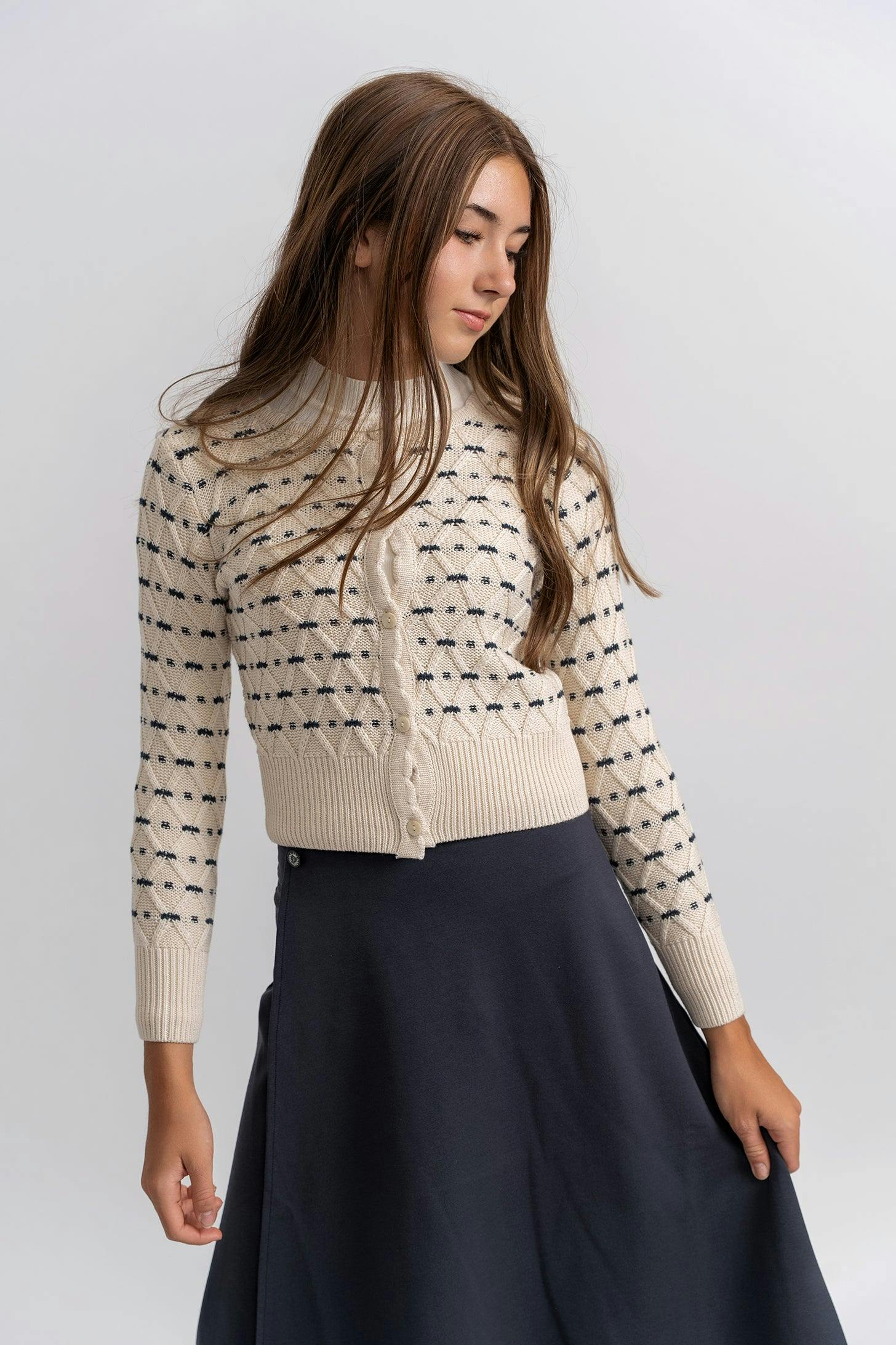 Stripe Floral Cardigan Ink