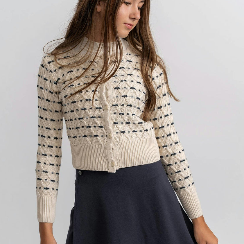 Stripe Floral Cardigan Ink