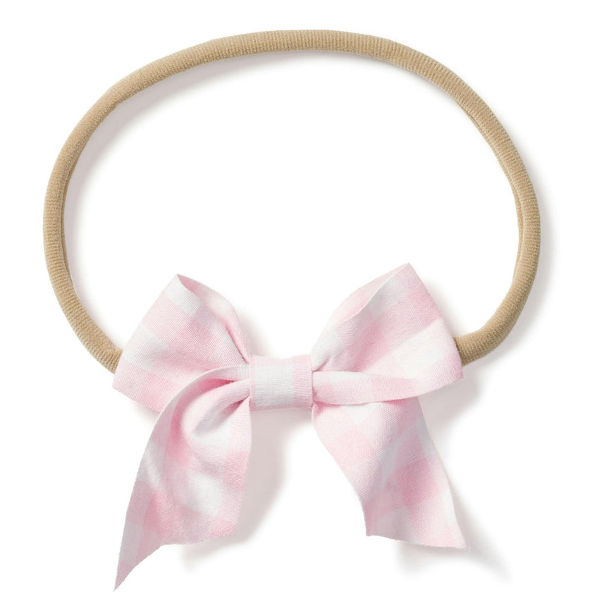 Girl's Twill Hair Bows in Pink Gingham
