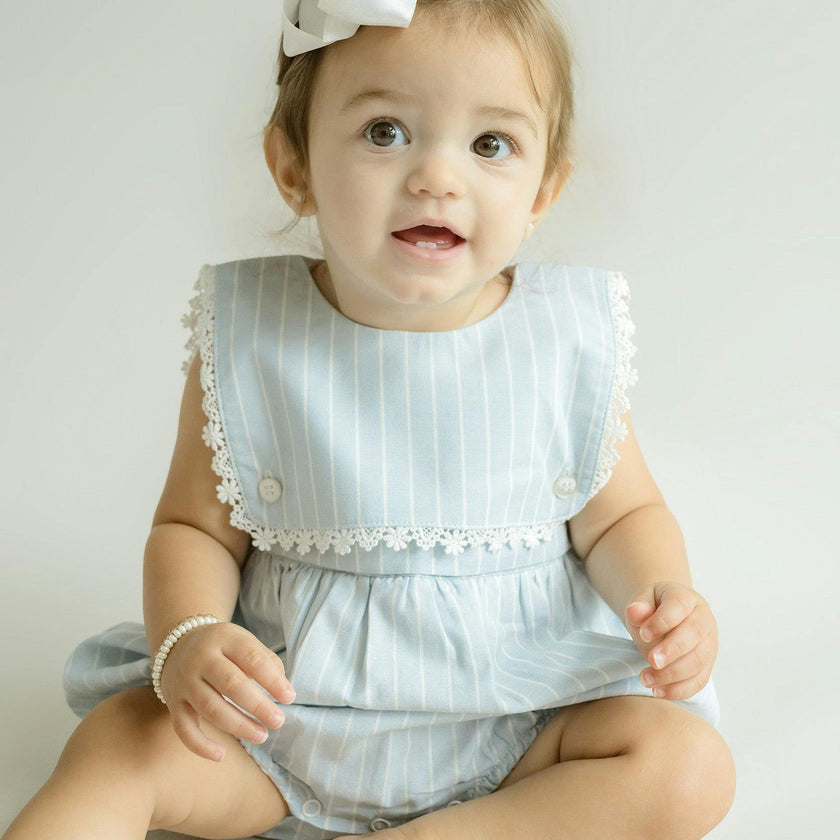 Colette Bubble Romper - Lt. Blue Striped
