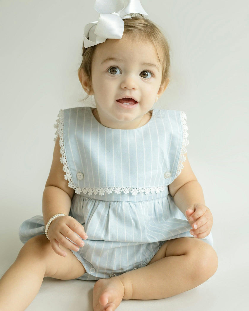Colette Bubble Romper - Lt. Blue Striped