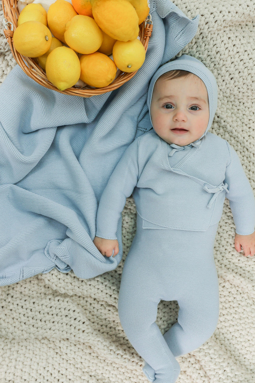 Wrap Knit Romper and Cardigan Two Piece Set