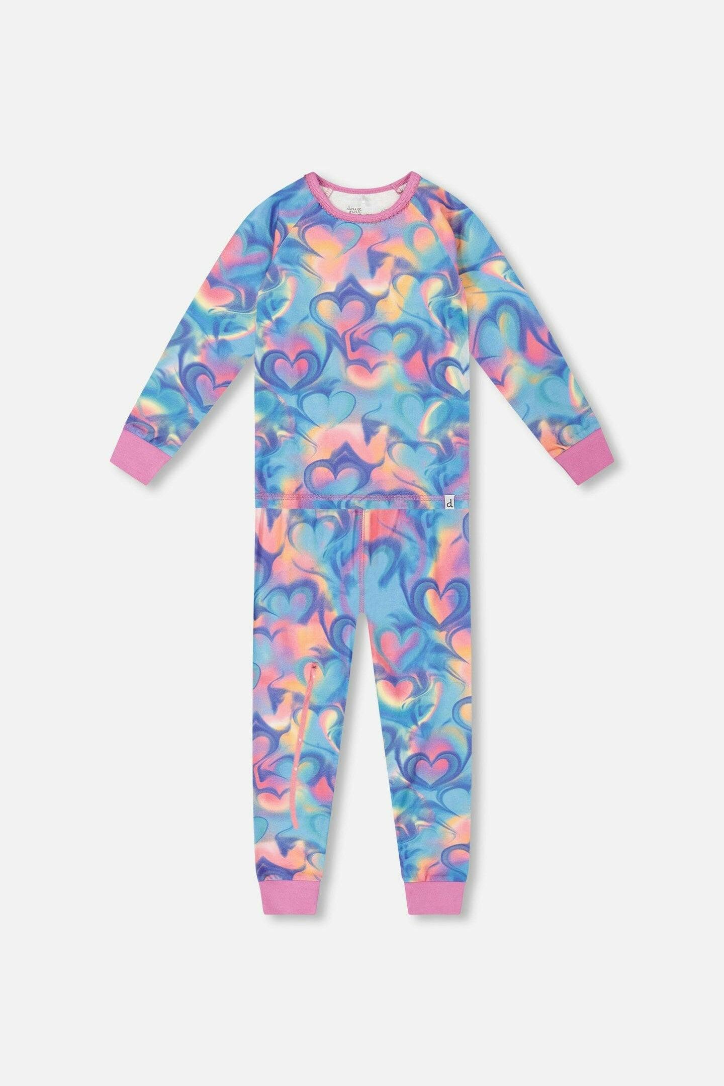 Organic Cotton Two-Piece Pajamas Rainbow Heart Print