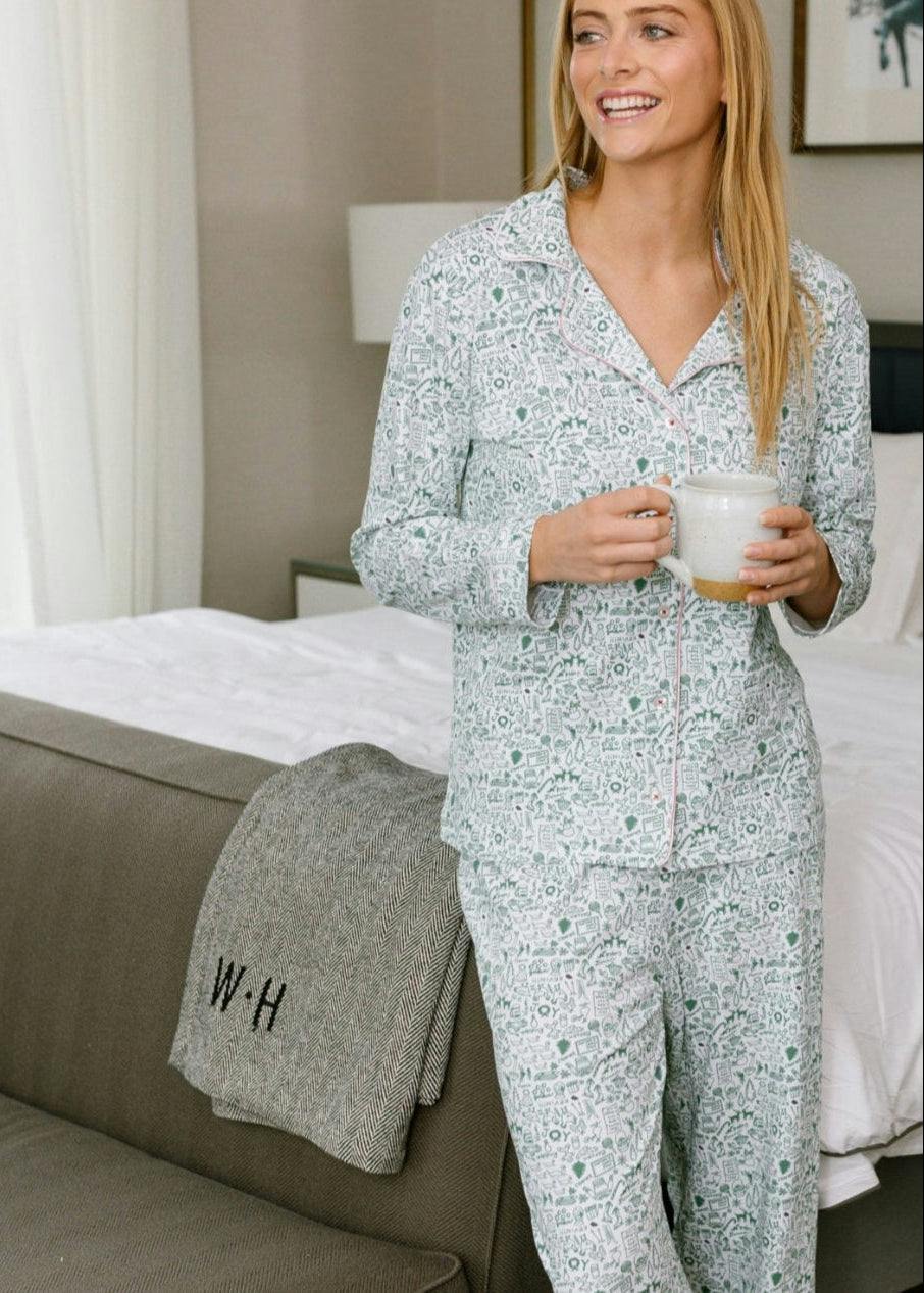 North Pole Christmas Women’s Button Front Pajama Set