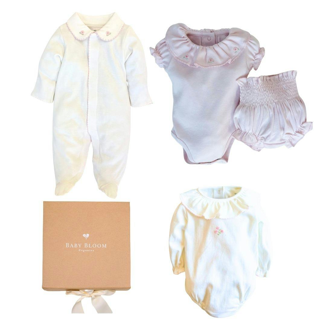 Baby Girl Gift Set Bundle Peonies Pink
