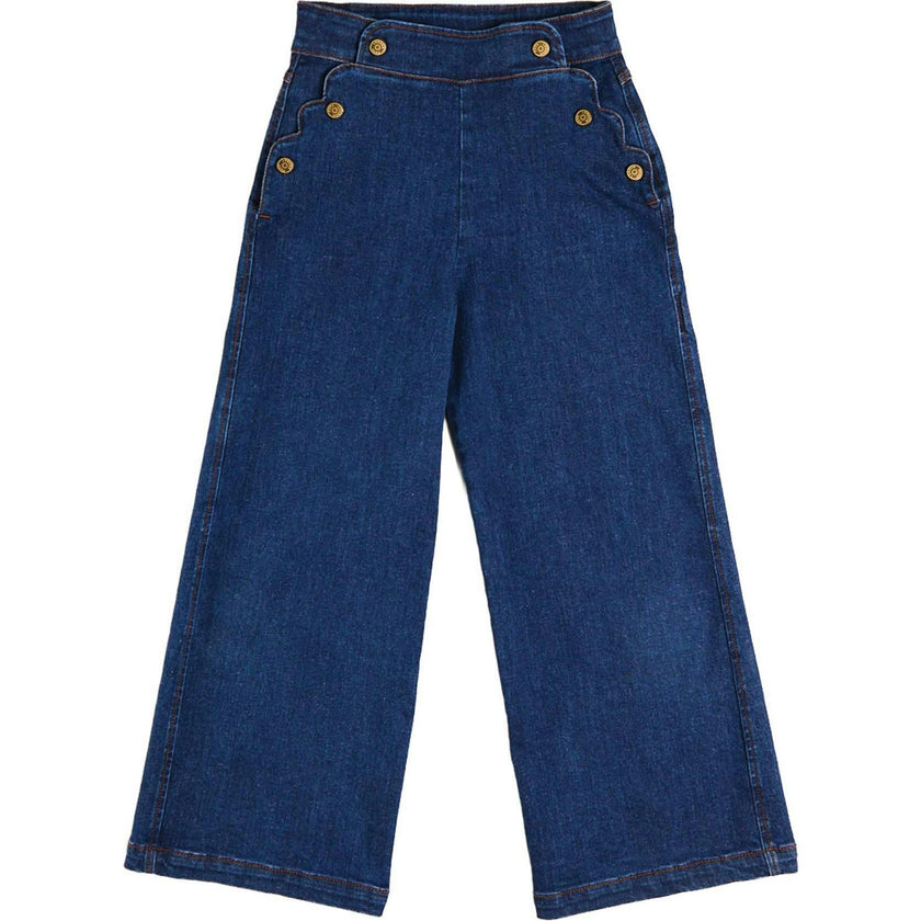 Scallop Detail Wide Leg Jeans in Blue Denim (2-12yrs)