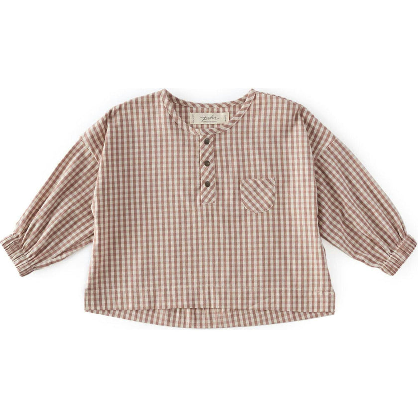 Gingham Kids Long Sleeve Top - Thistle