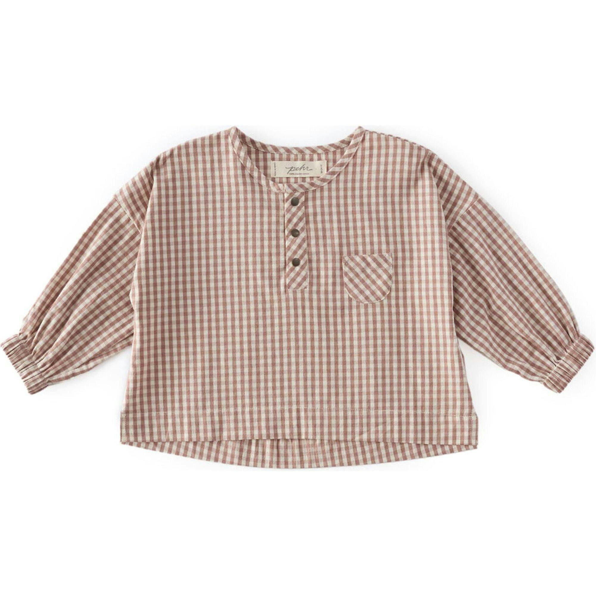 Gingham Kids Long Sleeve Top - Thistle