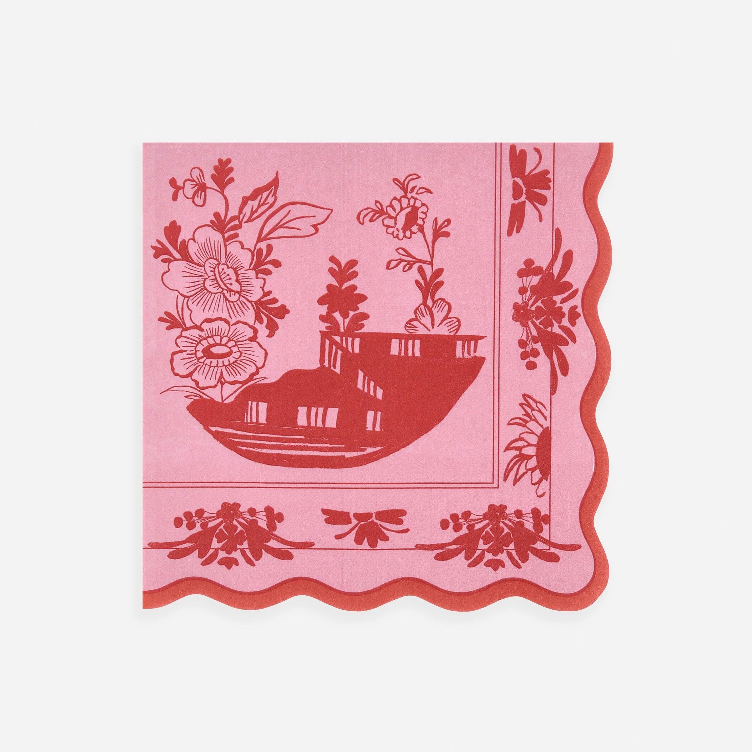 Pink Vintage Botanical Large Napkins