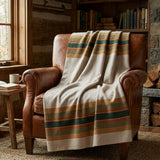 Cotton Sustainable Knit Throw Blanket | Lodge Stripe