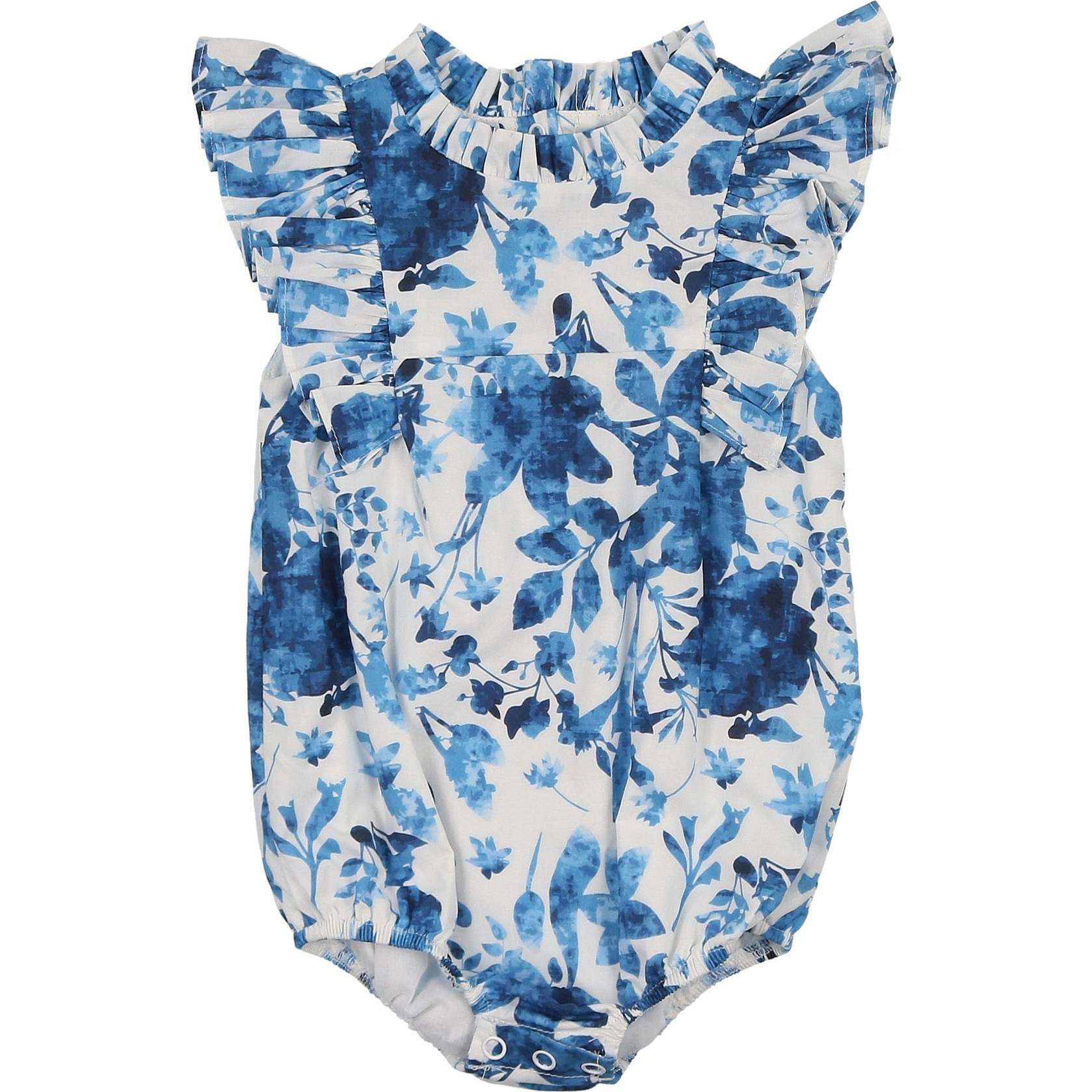 Blue Garden Romper, White Blue
